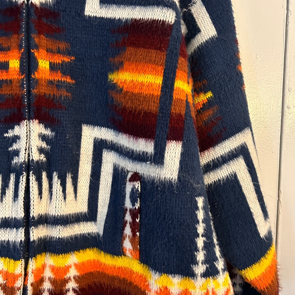 Vintage Tejidos Ruminahui Aztec Colorful Zip Up Jacket Ecuador Unique Sweater - Picture 2 of 7